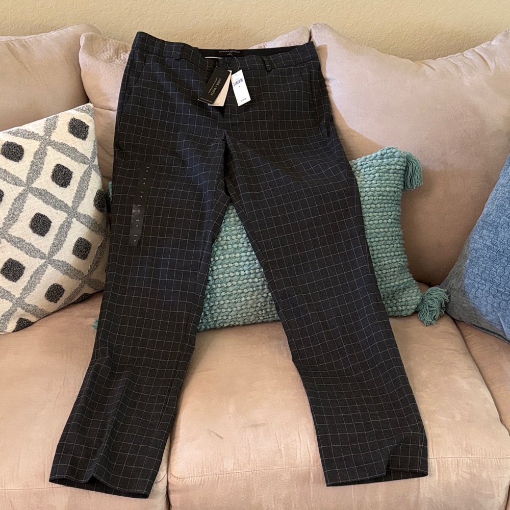 Banana Republic Black Plaid Cropped Pants
